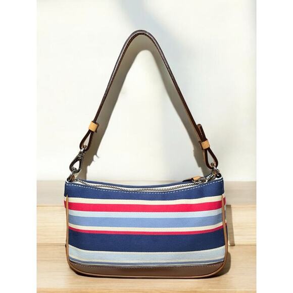 Vintage Coach 7749 Hamptons Striped Canvas Demi Bag - Picture 2 of 11
